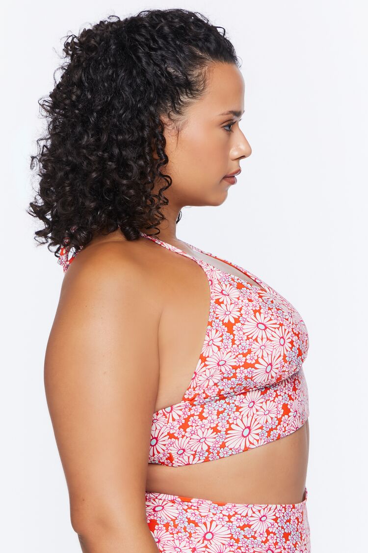 Plus Size Floral Halter Bikini Top