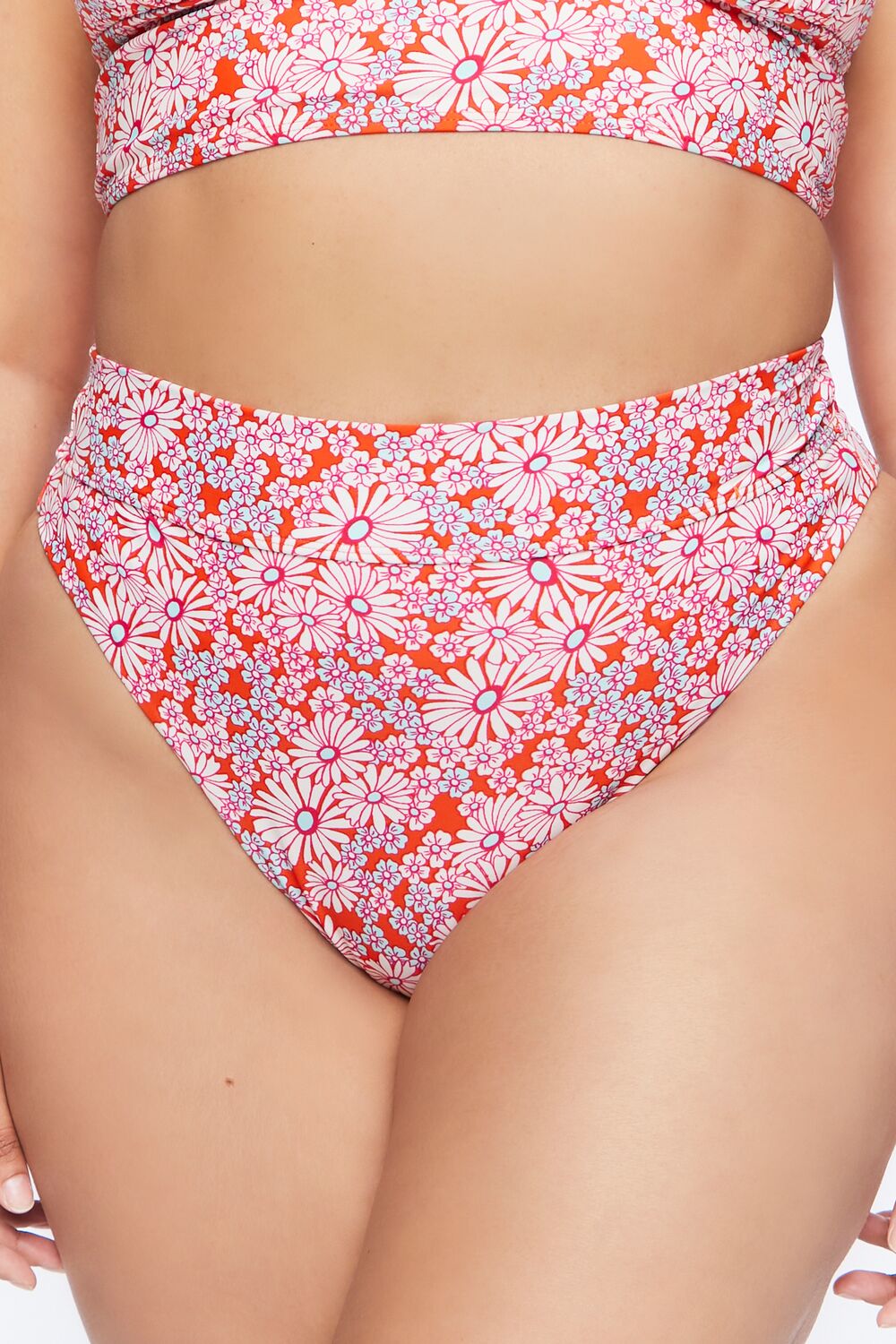 Plus Size Floral High-Rise Bikini Bottoms