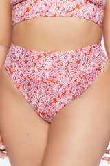 Plus Size Floral High-Rise Bikini Bottoms