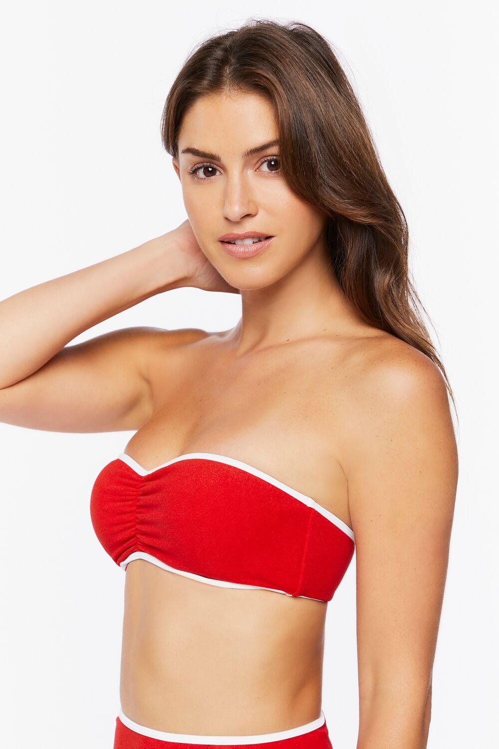 Contrast-Trim Bandeau Bikini Top