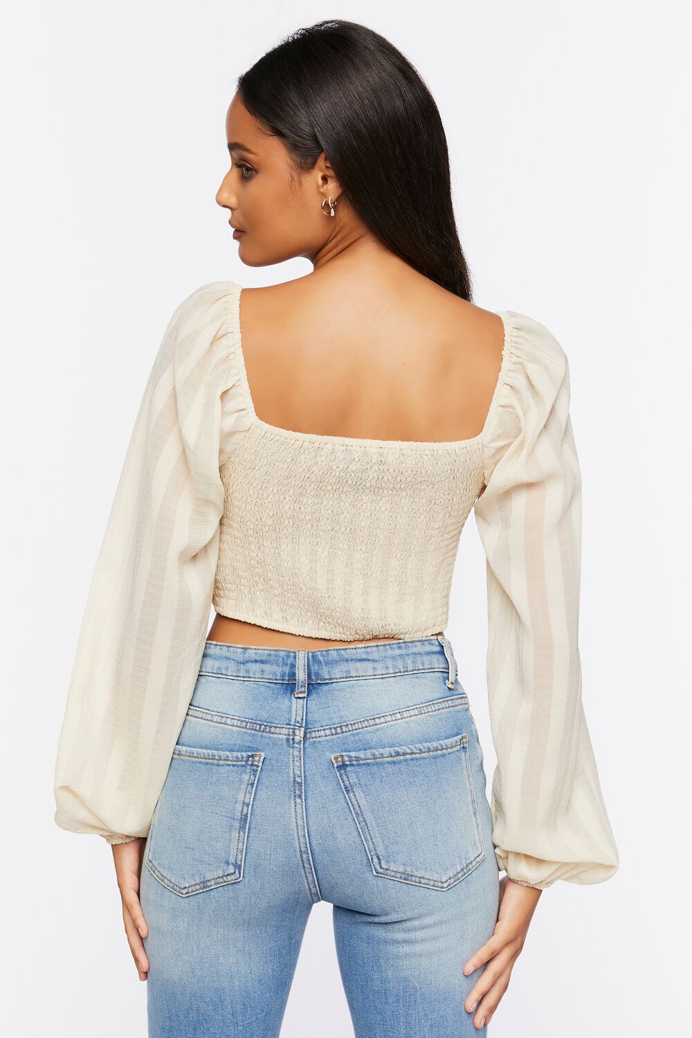 Striped Cutout Peasant Sleeve Top