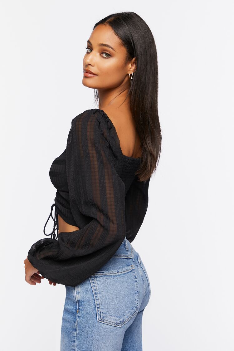 Striped Cutout Peasant Sleeve Top