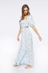 Floral Print Cutout Maxi Dress