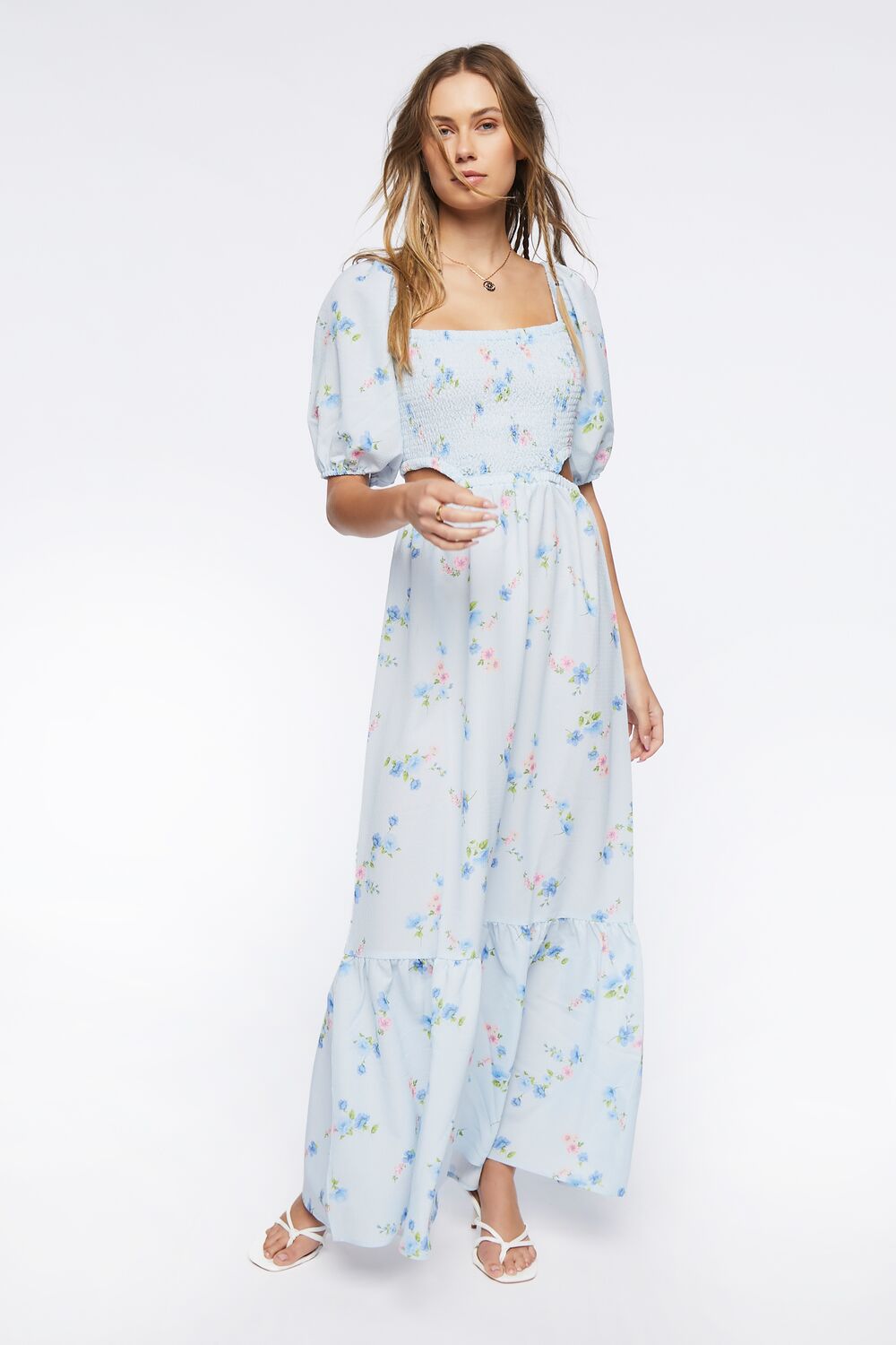 Floral Print Cutout Maxi Dress