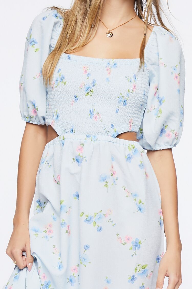 Floral Print Cutout Maxi Dress