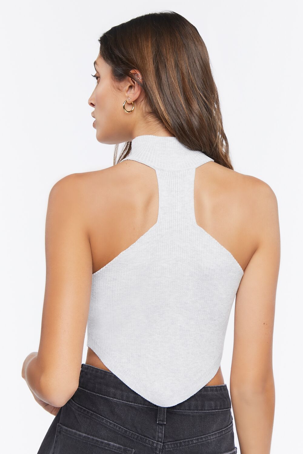 Sweater-Knit Mock Neck Crop Top