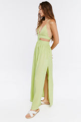 Crepe Cutout M-Slit Maxi Dress
