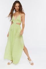 Crepe Cutout M-Slit Maxi Dress