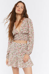 Floral Print Crop Top & Mini Skirt Set