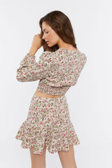 Floral Print Crop Top & Mini Skirt Set