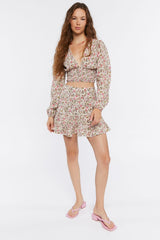 Floral Print Crop Top & Mini Skirt Set
