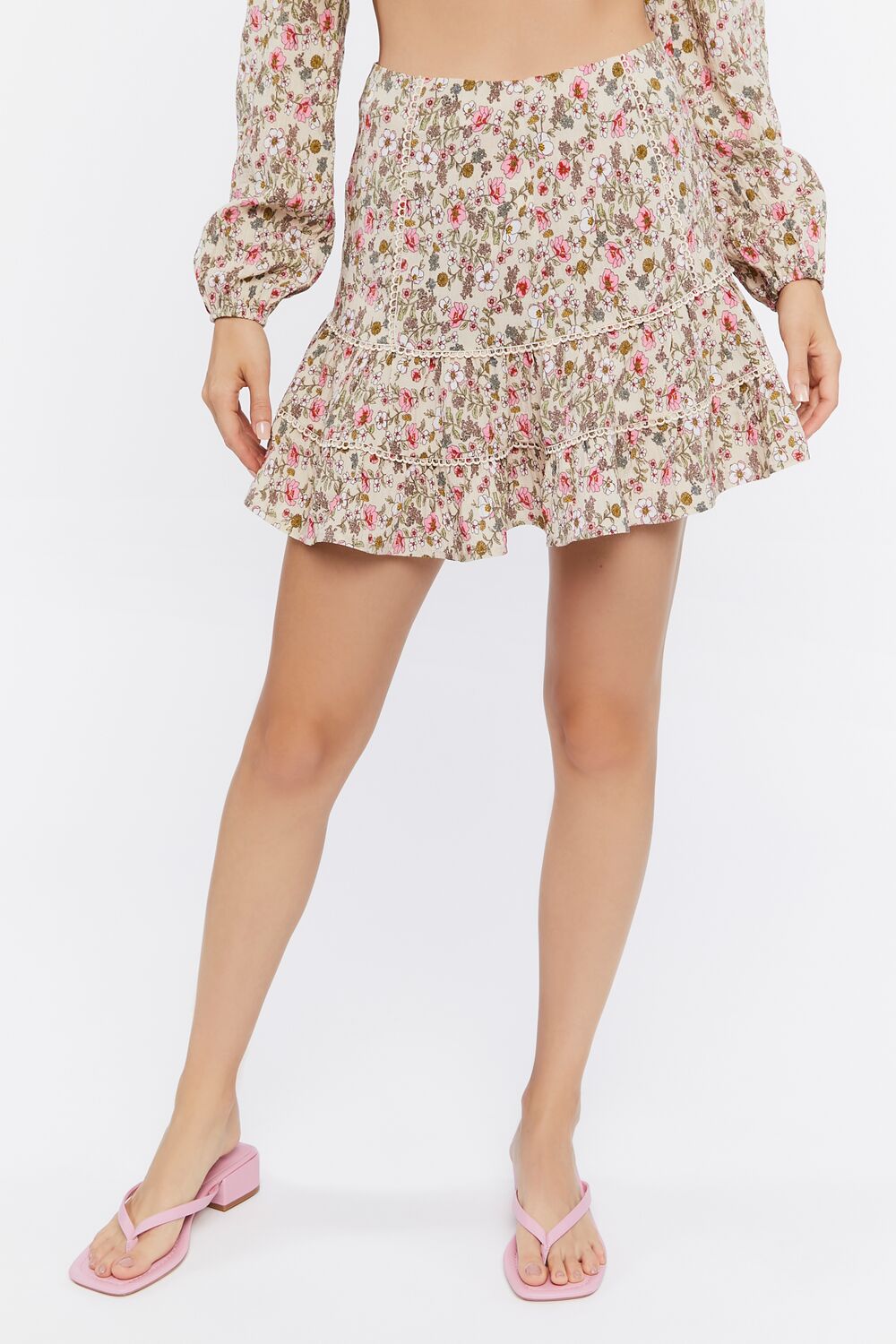 Floral Print Crop Top & Mini Skirt Set