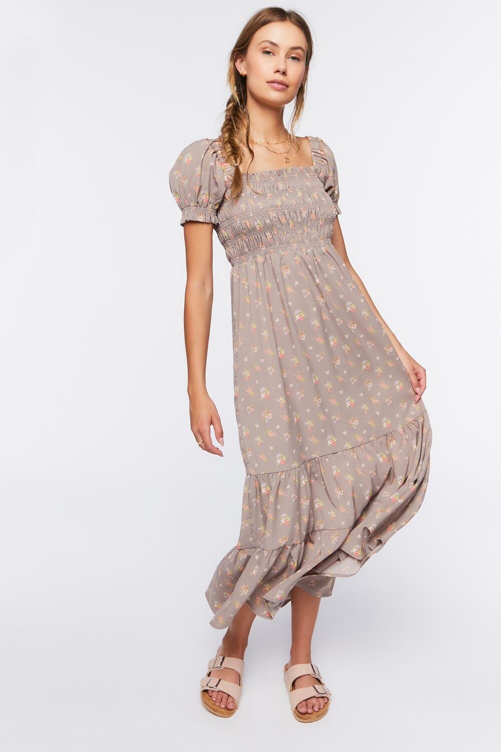 Floral Puff-Sleeve Dress
