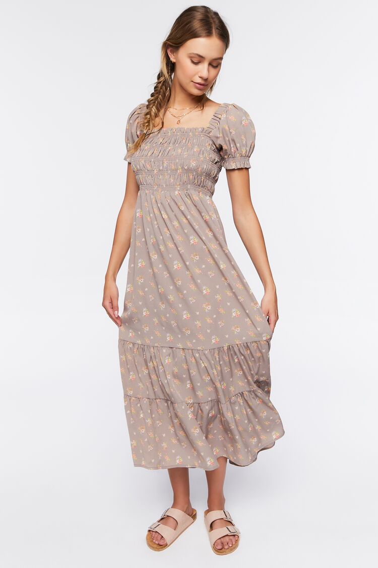Floral Puff-Sleeve Dress