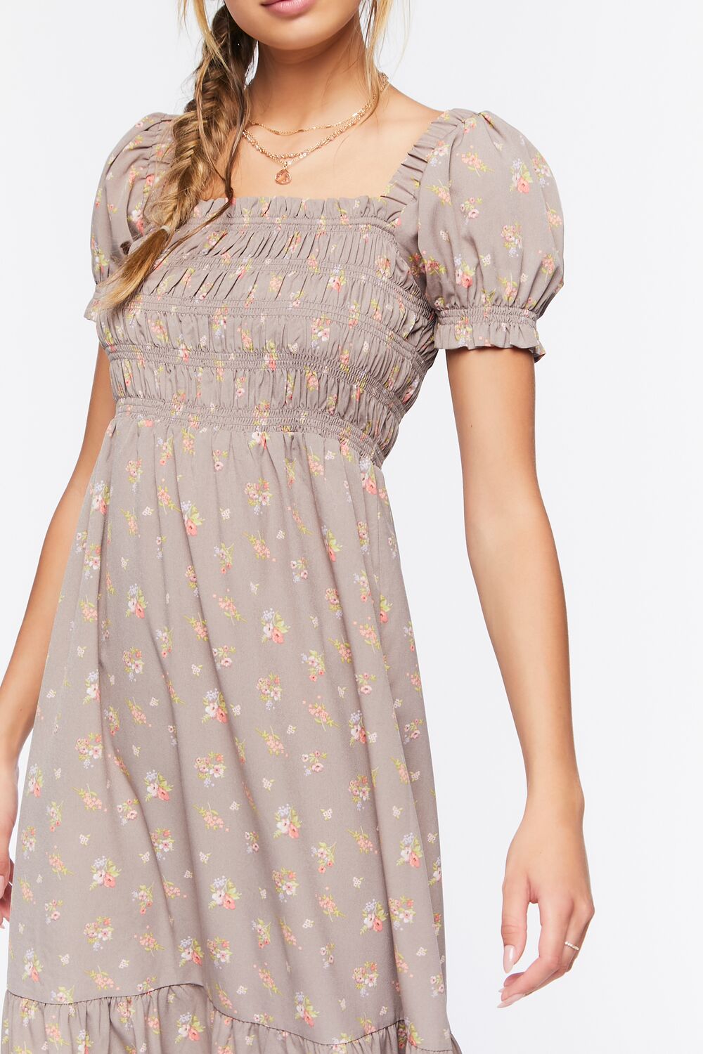 Floral Puff-Sleeve Dress