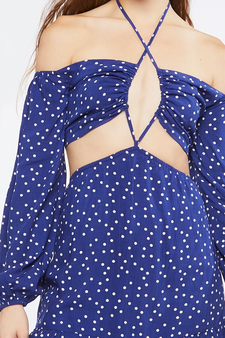 Polka Dot Cutout Mini Dress