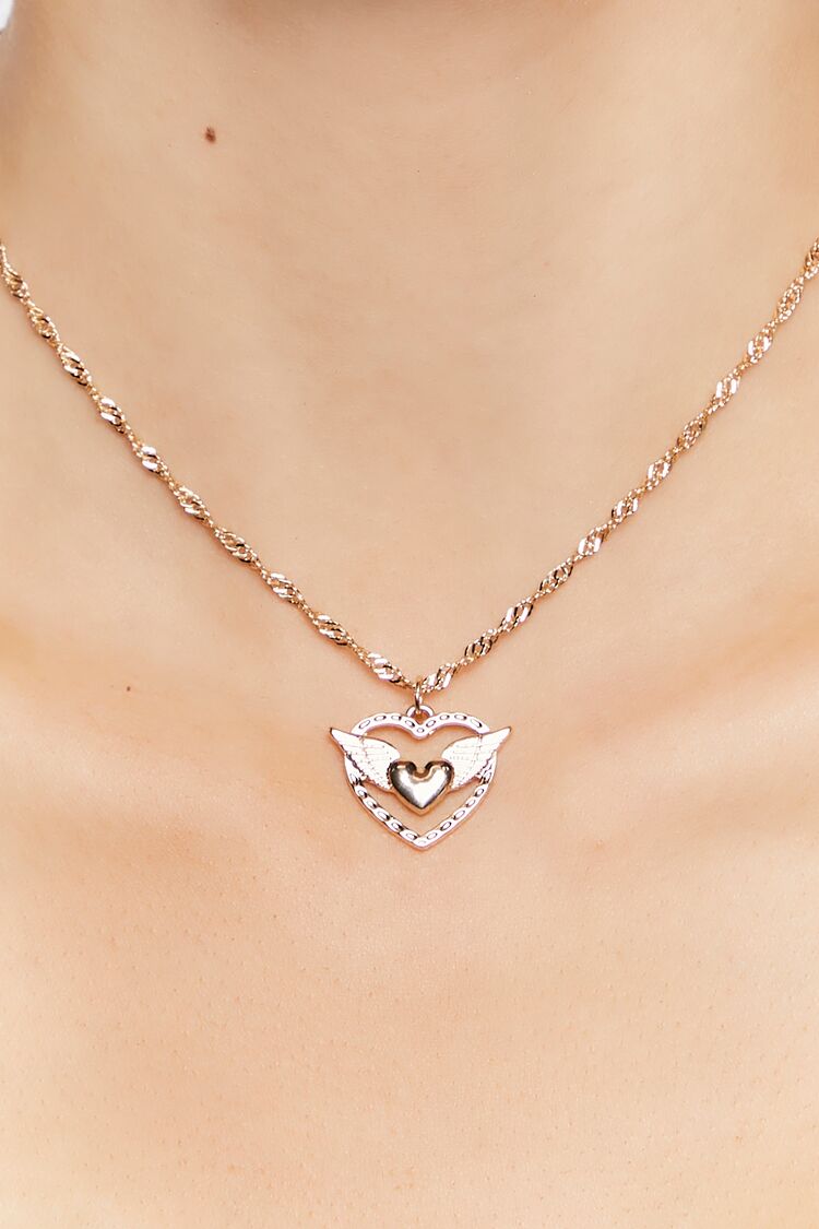 Upcycled Winged Heart Necklace