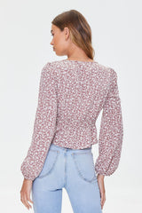 Ditsy Floral Print Flounce Top