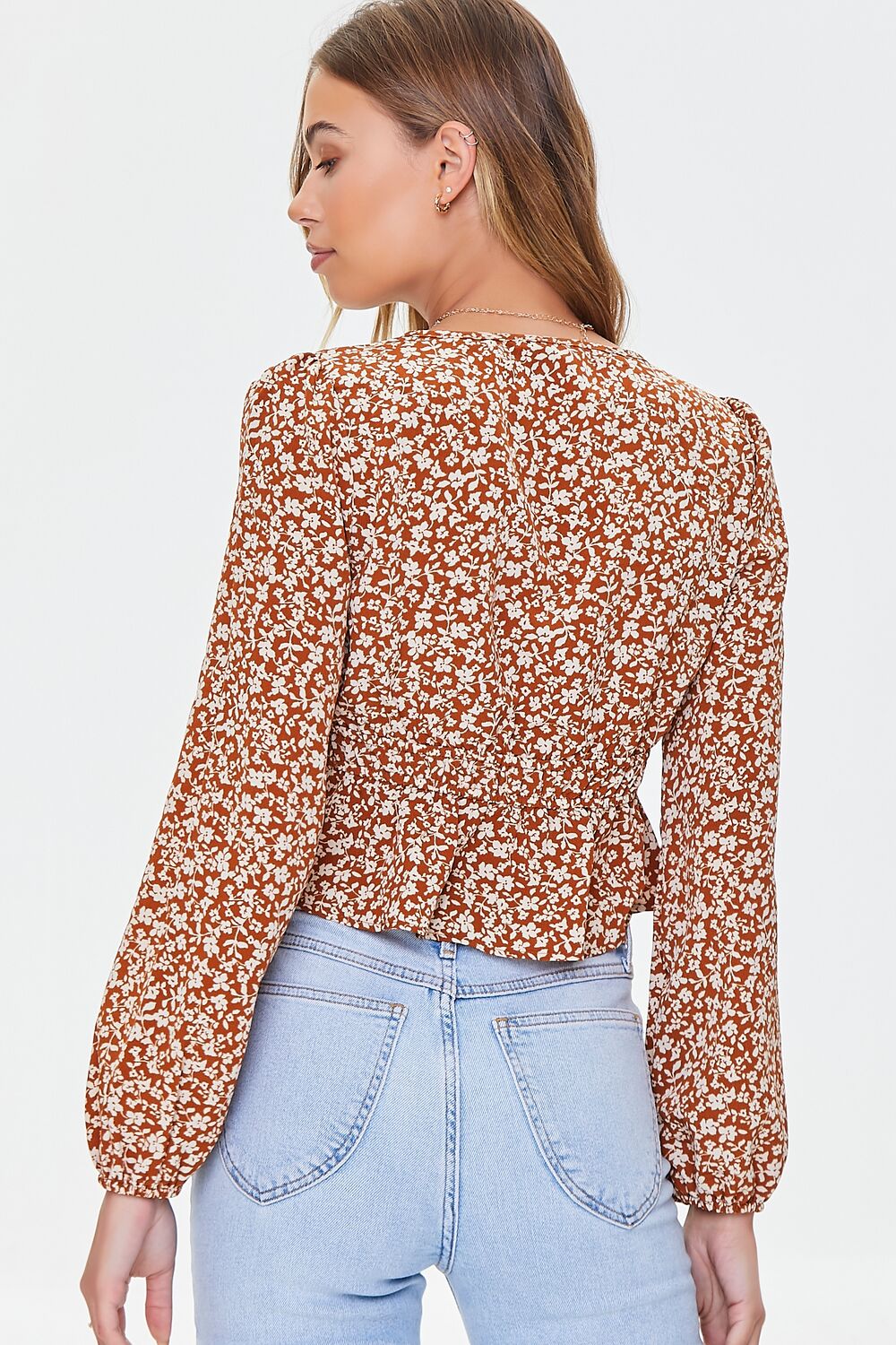 Ditsy Floral Print Flounce Top