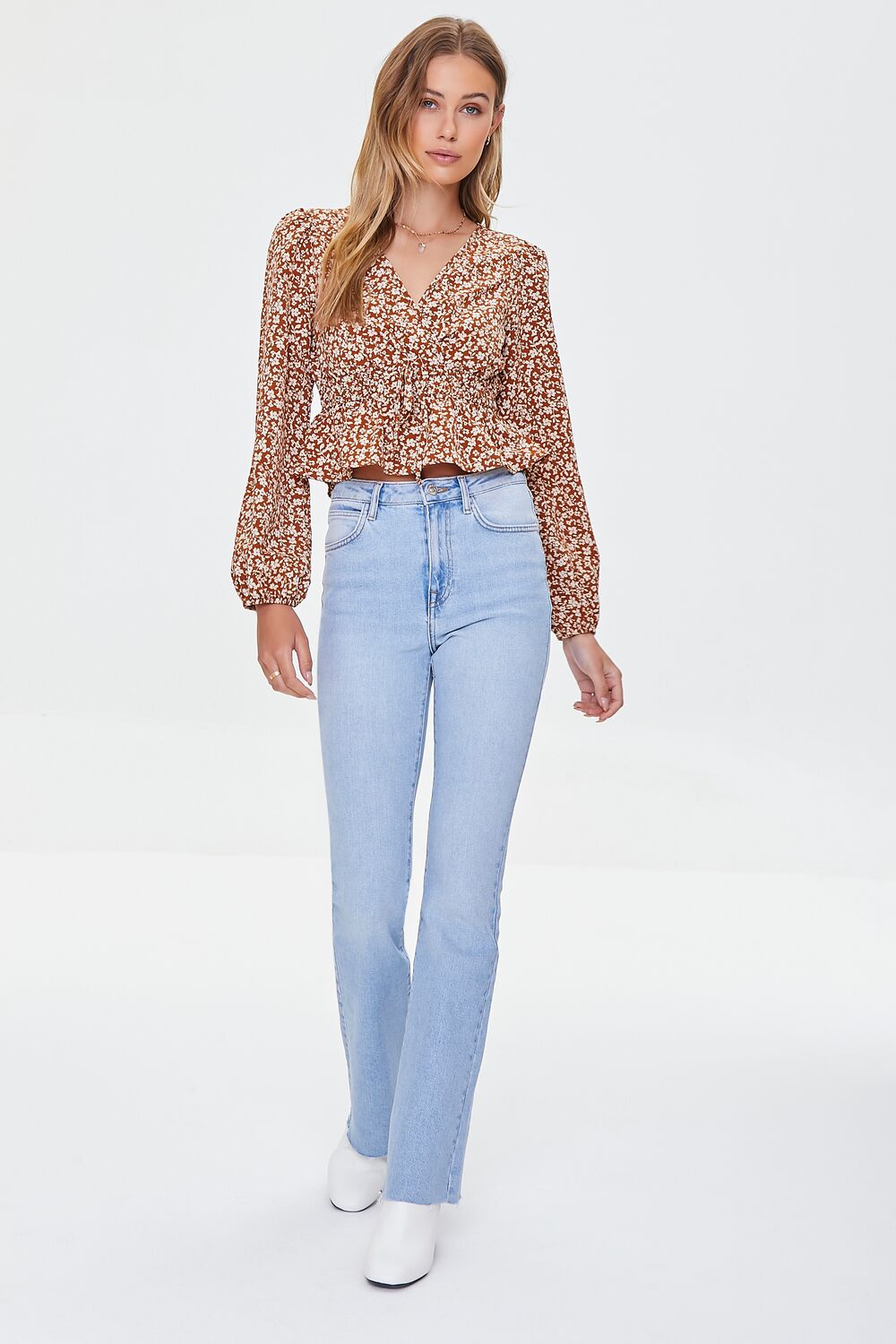Ditsy Floral Print Flounce Top