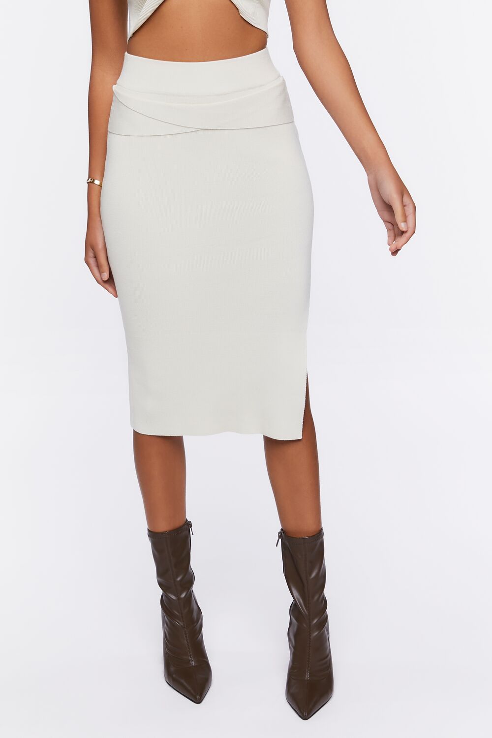 Sweater-Knit Crop Top & Skirt Set