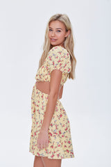 Floral Cutout Mini Dress