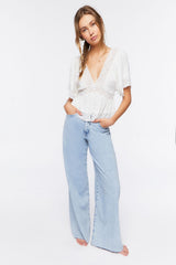 Lace-Trim Button-Front Top