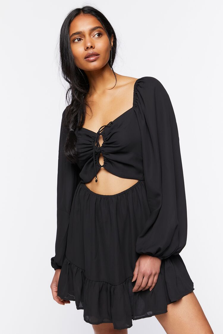 Cutout Lace-Up Mini Dress