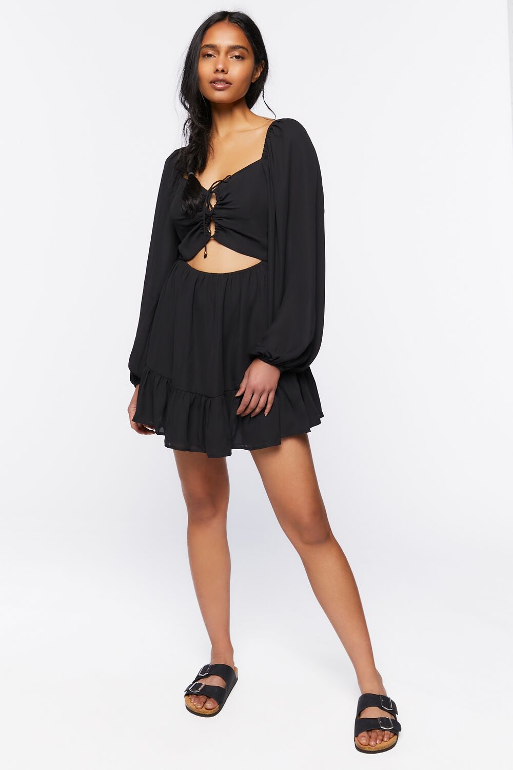 Cutout Lace-Up Mini Dress