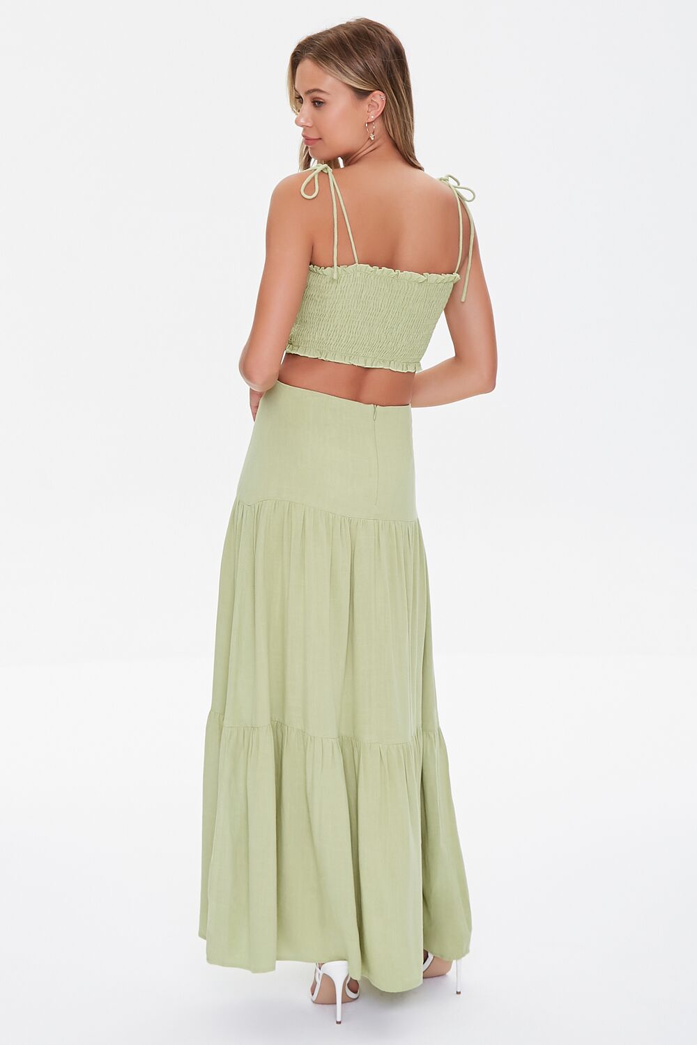 Smocked Cropped Cami & Tiered Skirt Set