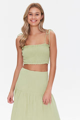 Smocked Cropped Cami & Tiered Skirt Set