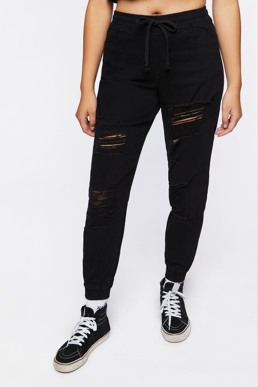 Distressed Denim Joggers