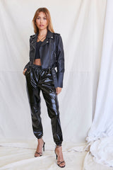 Faux Leather Cropped Moto Jacket