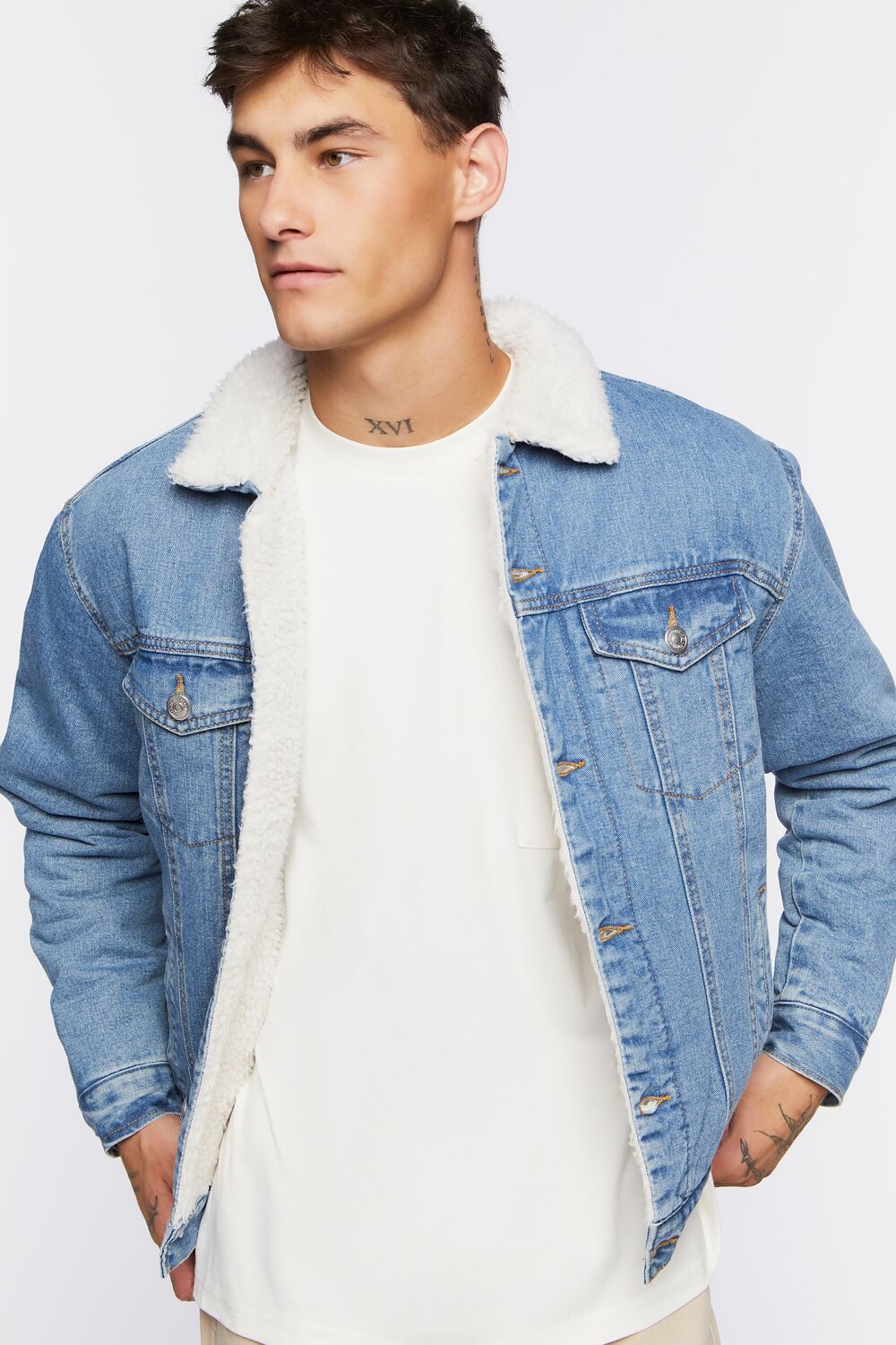 Denim Faux Shearling Jacket