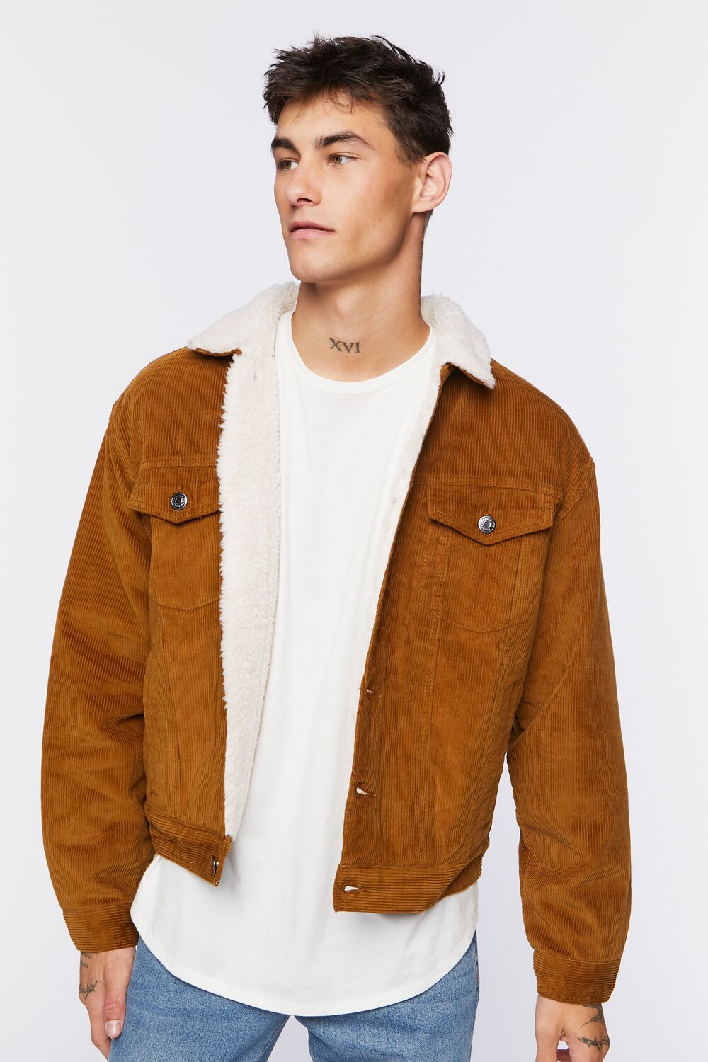 Corduroy Faux Shearling Trucker Jacket
