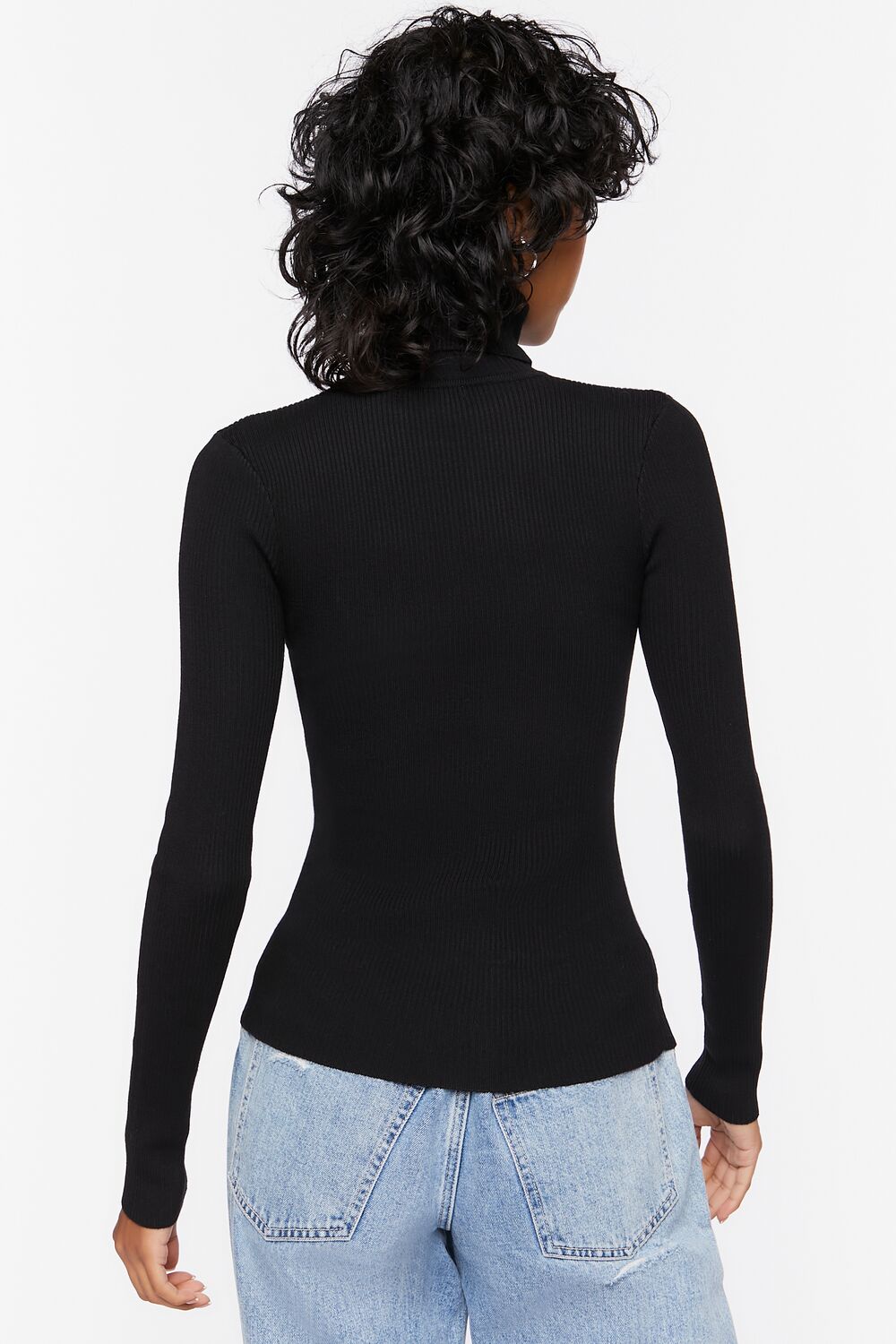 Ribbed Turtleneck Sweater-Knit Top