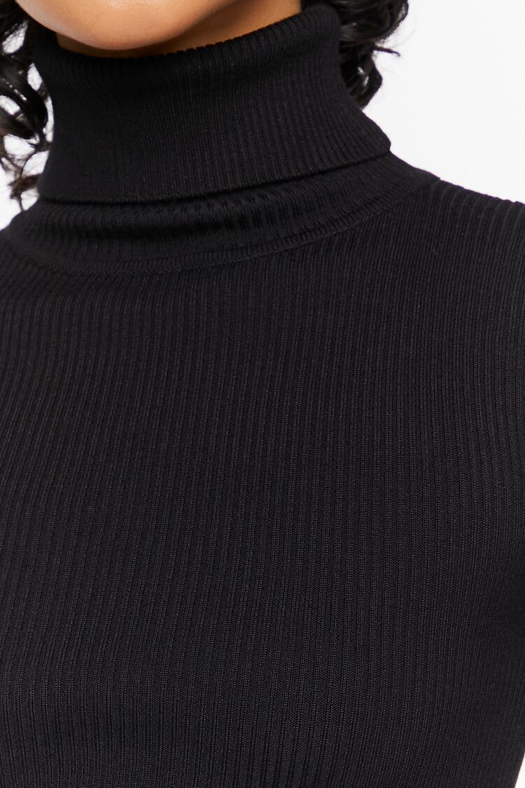 Ribbed Turtleneck Sweater-Knit Top