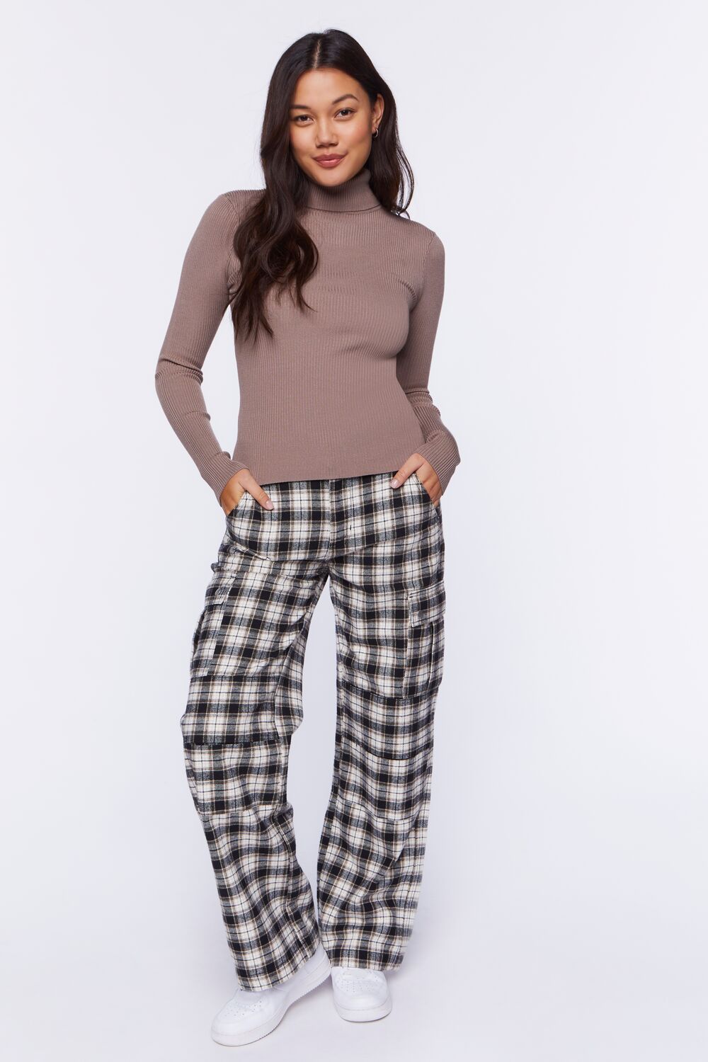 Ribbed Turtleneck Sweater-Knit Top