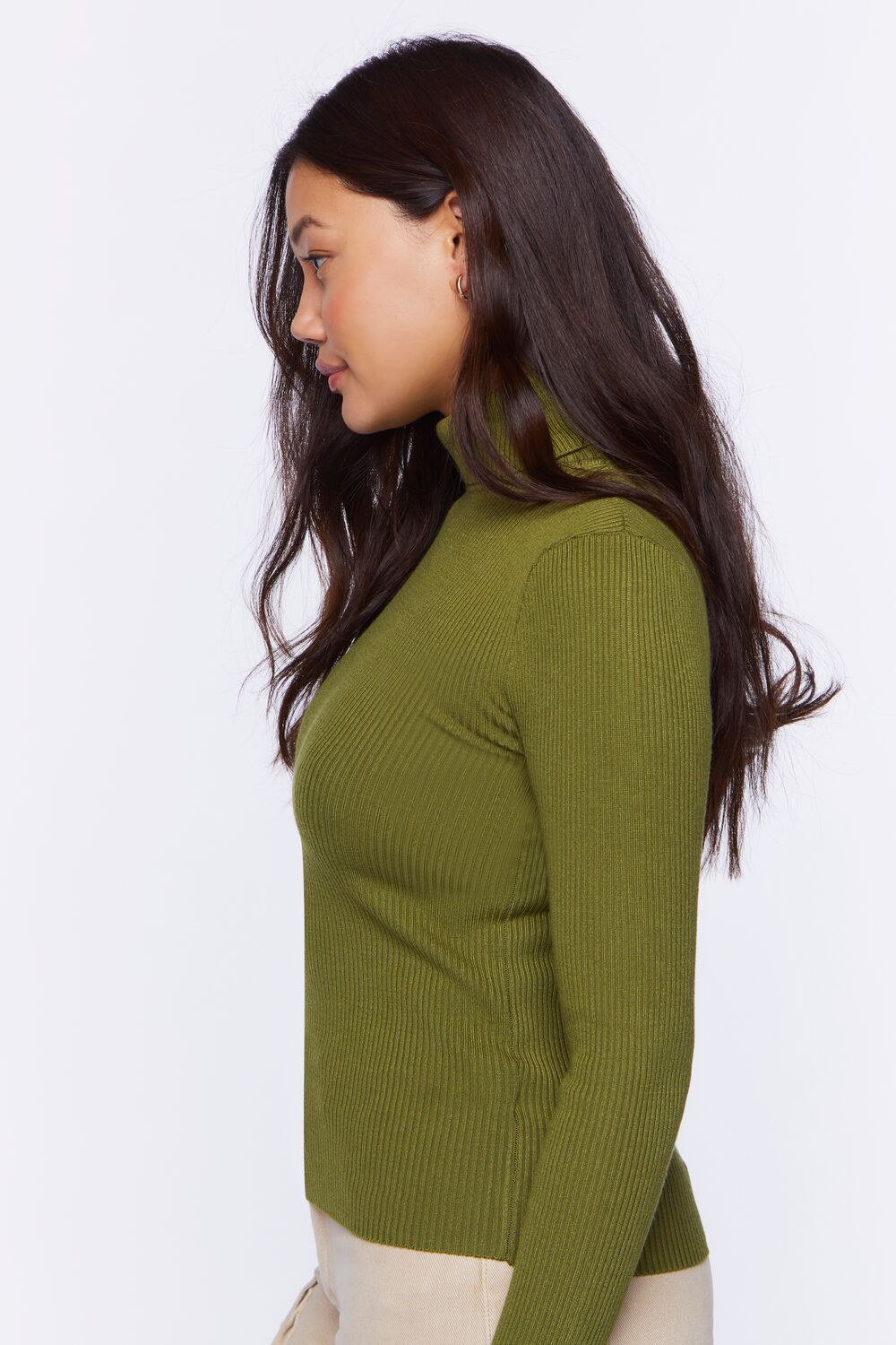 Ribbed Turtleneck Sweater-Knit Top