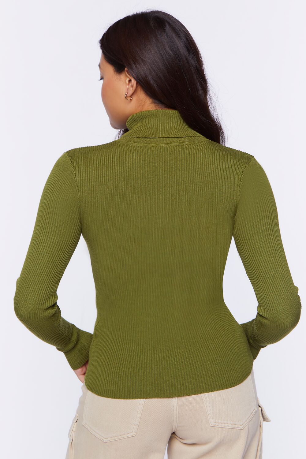 Ribbed Turtleneck Sweater-Knit Top