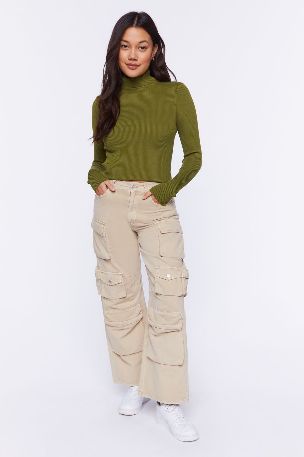 Ribbed Turtleneck Sweater-Knit Top