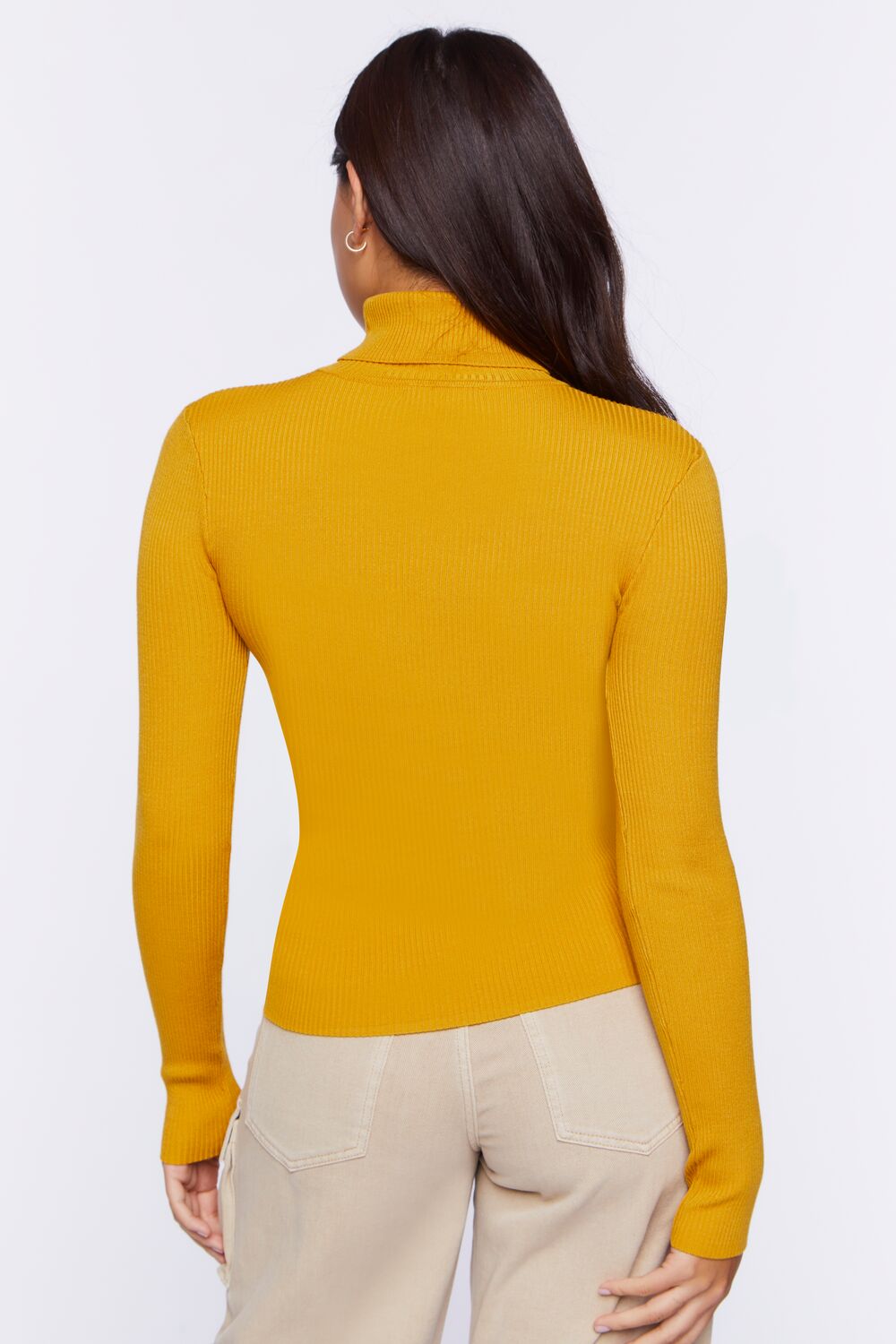 Ribbed Turtleneck Sweater-Knit Top