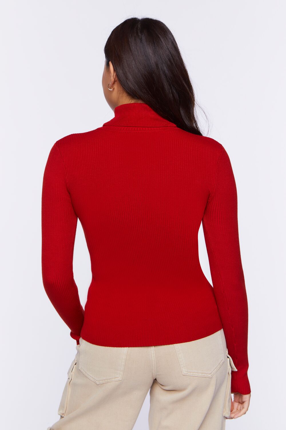 Ribbed Turtleneck Sweater-Knit Top