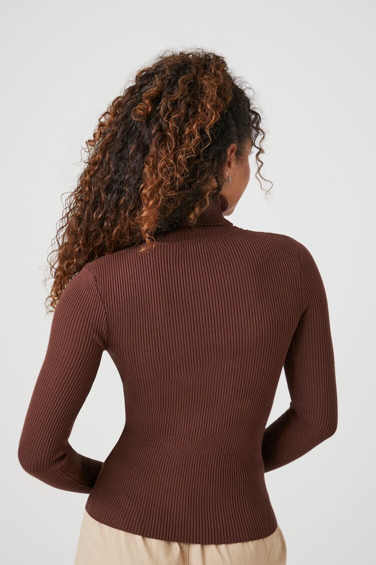 Ribbed Turtleneck Sweater-Knit Top