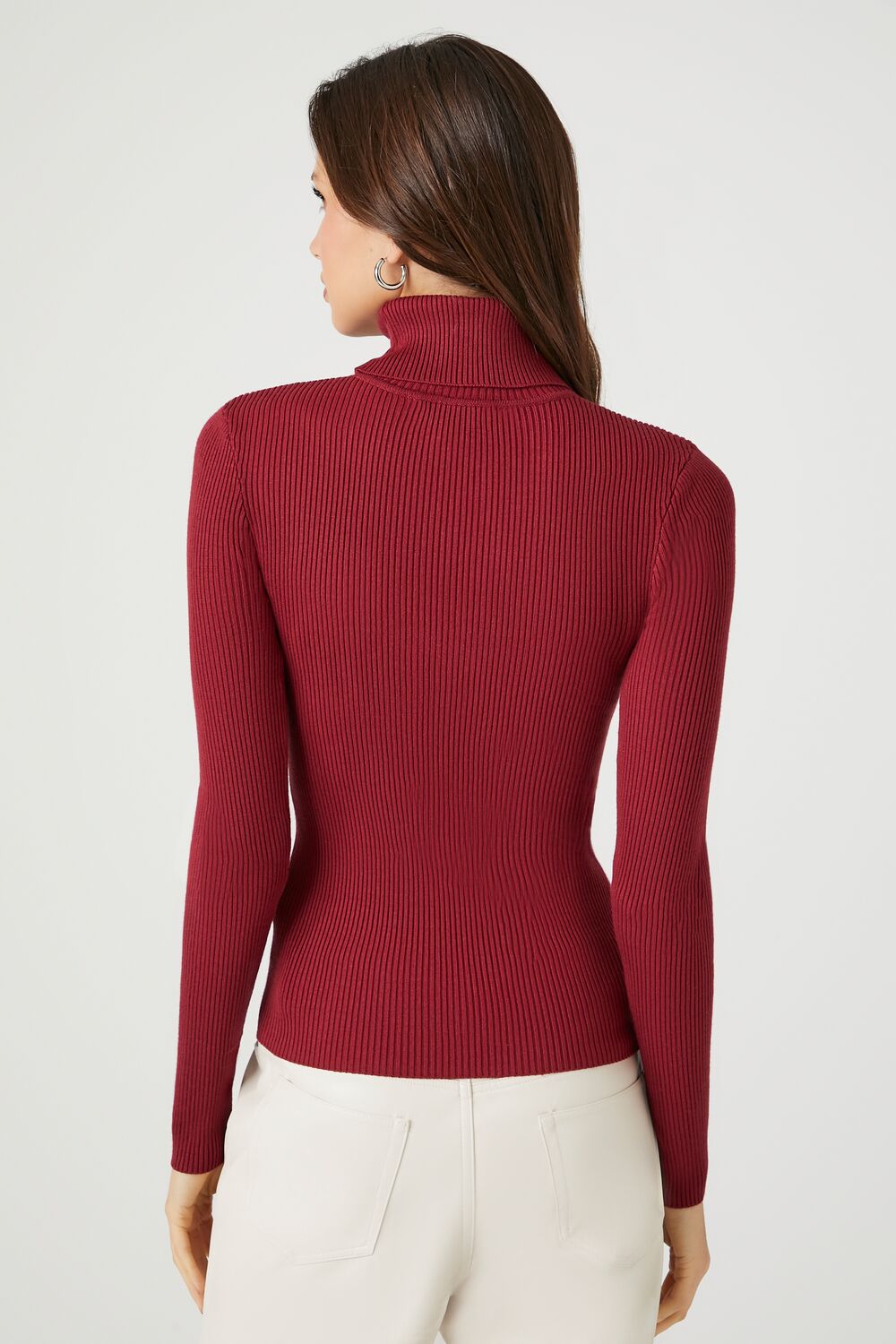 Ribbed Turtleneck Sweater-Knit Top