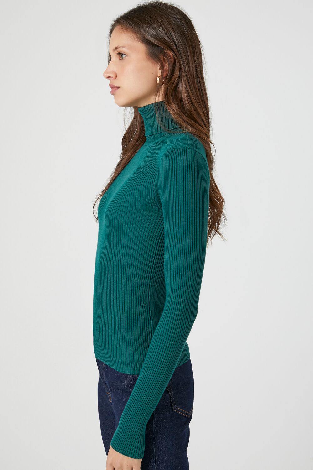 Ribbed Turtleneck Sweater-Knit Top