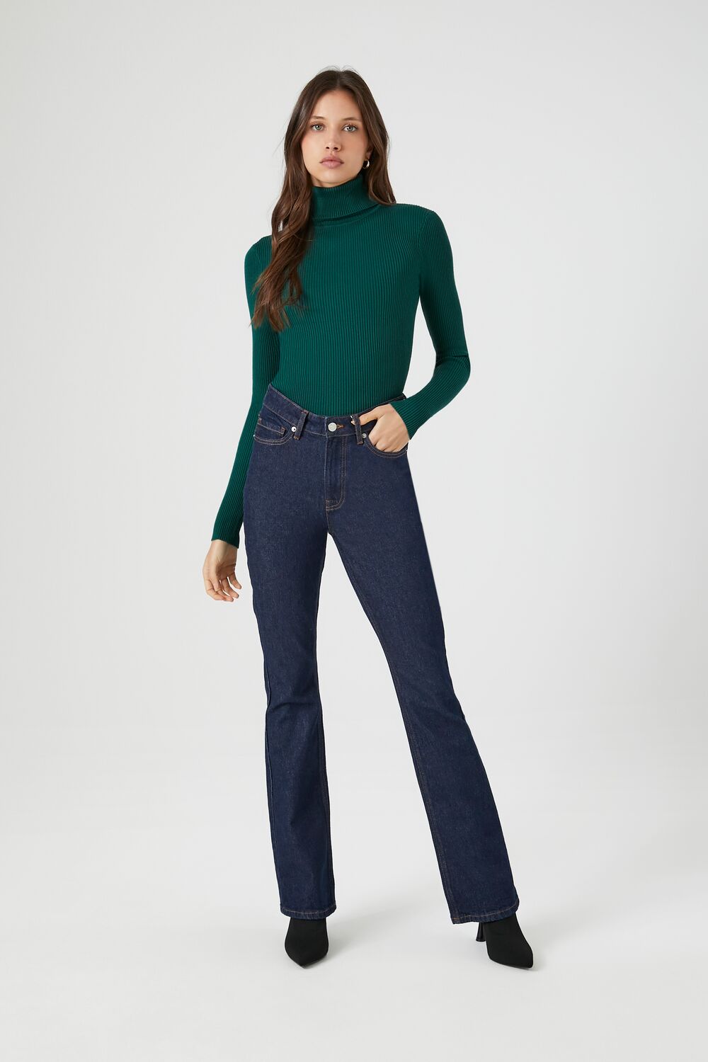 Ribbed Turtleneck Sweater-Knit Top