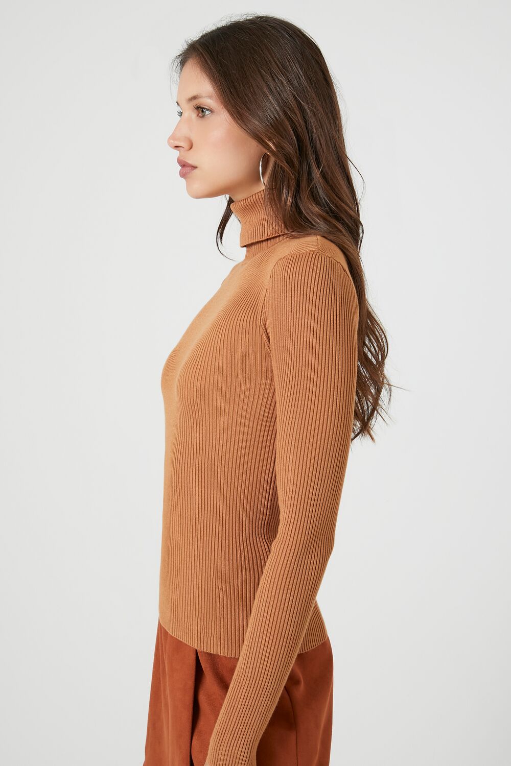Ribbed Turtleneck Sweater-Knit Top