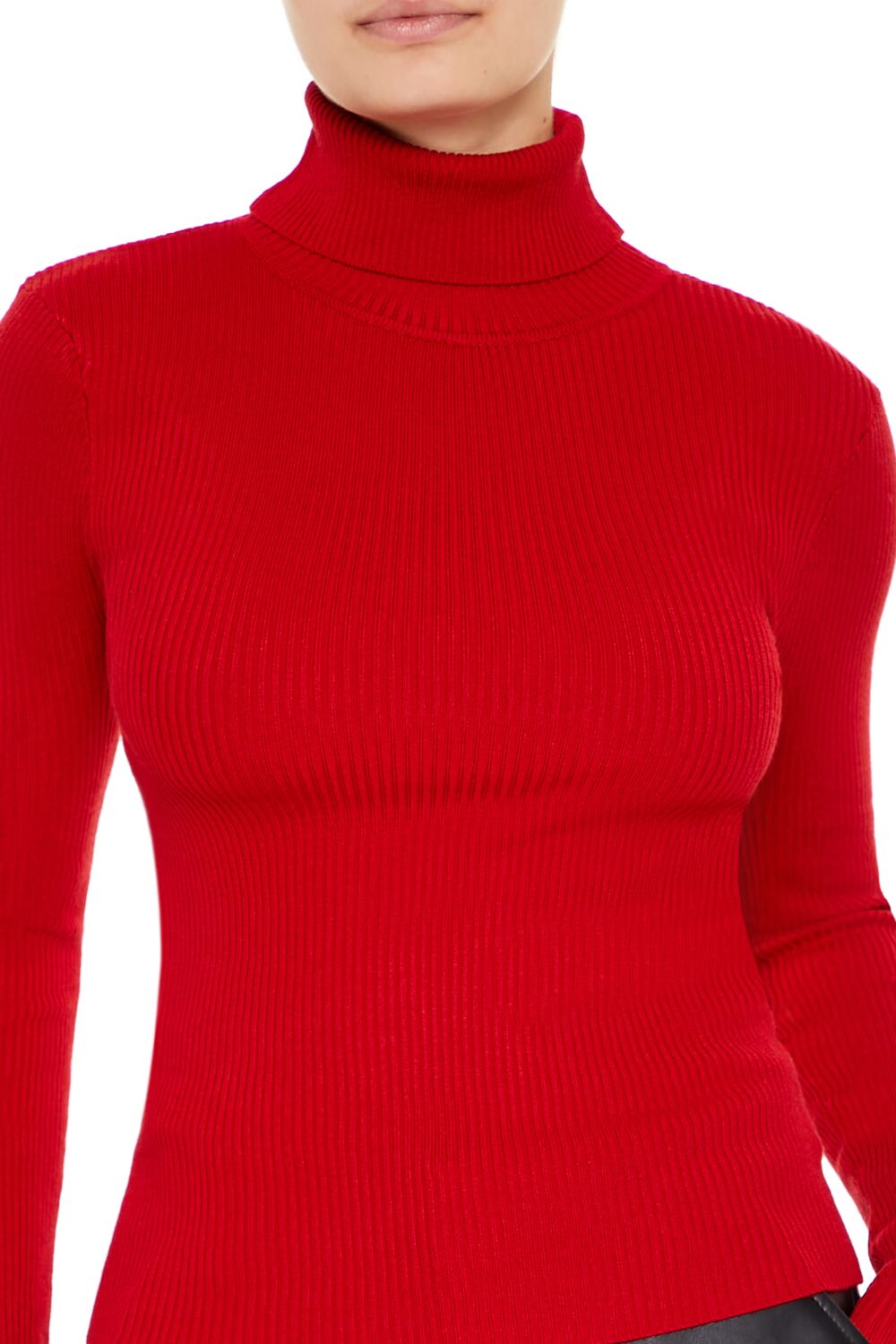 Ribbed Turtleneck Sweater-Knit Top