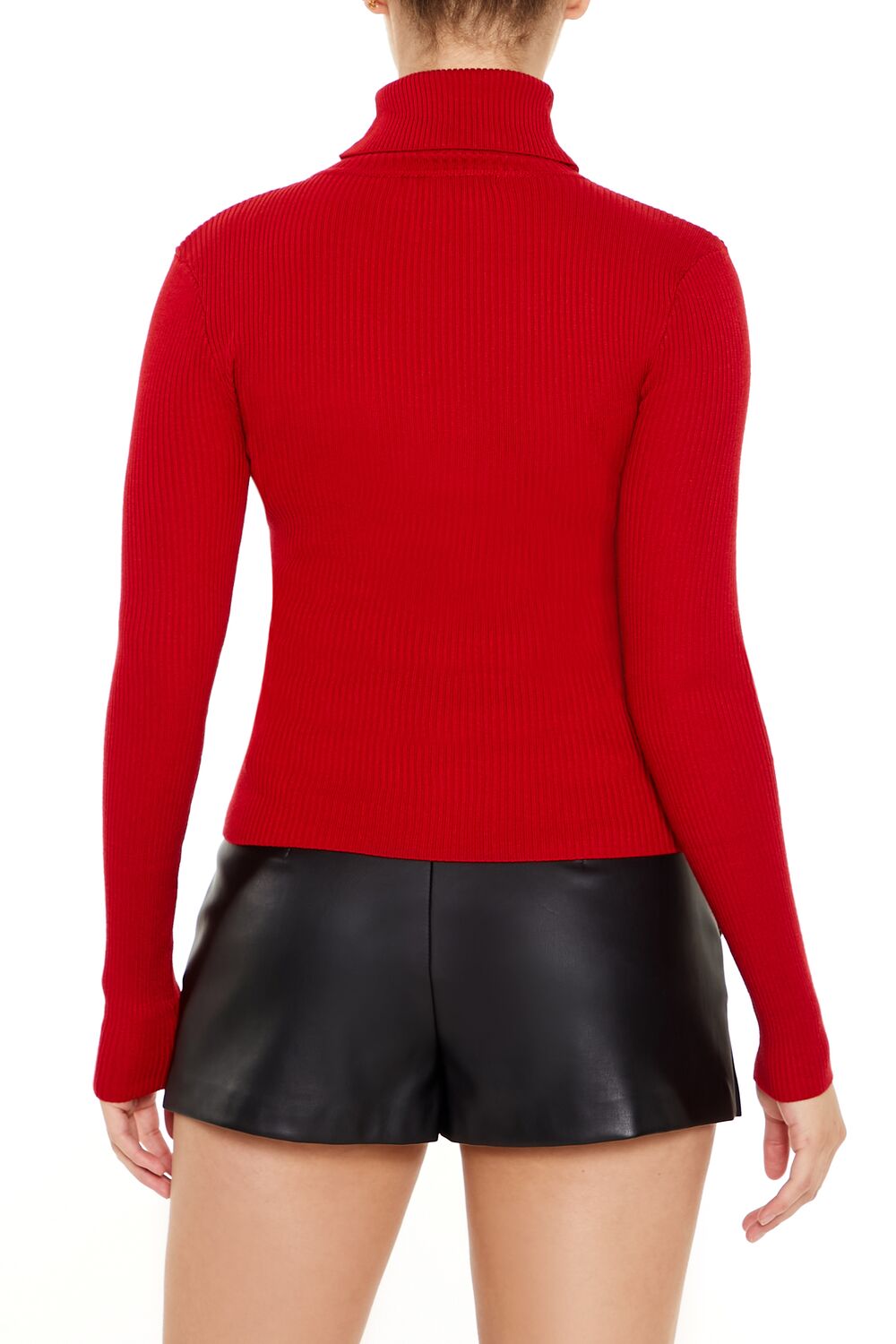 Ribbed Turtleneck Sweater-Knit Top